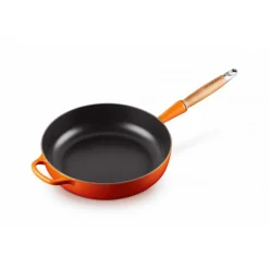 LE CREUSET Sauteuses|Sauteuse en Fonte 28 cm Volcanique avec Manche en Bois Signature