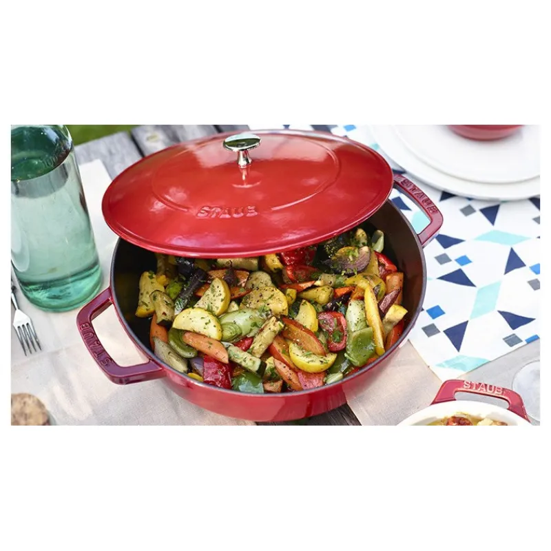 STAUB Sauteuses|Sauteuse en Fonte Chistera 28 cm Rouge Cerise