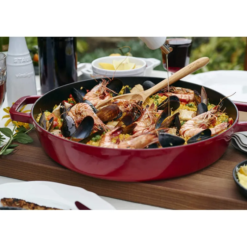 STAUB Sauteuses|Sauteuse en Fonte Chistera 28 cm Rouge Cerise