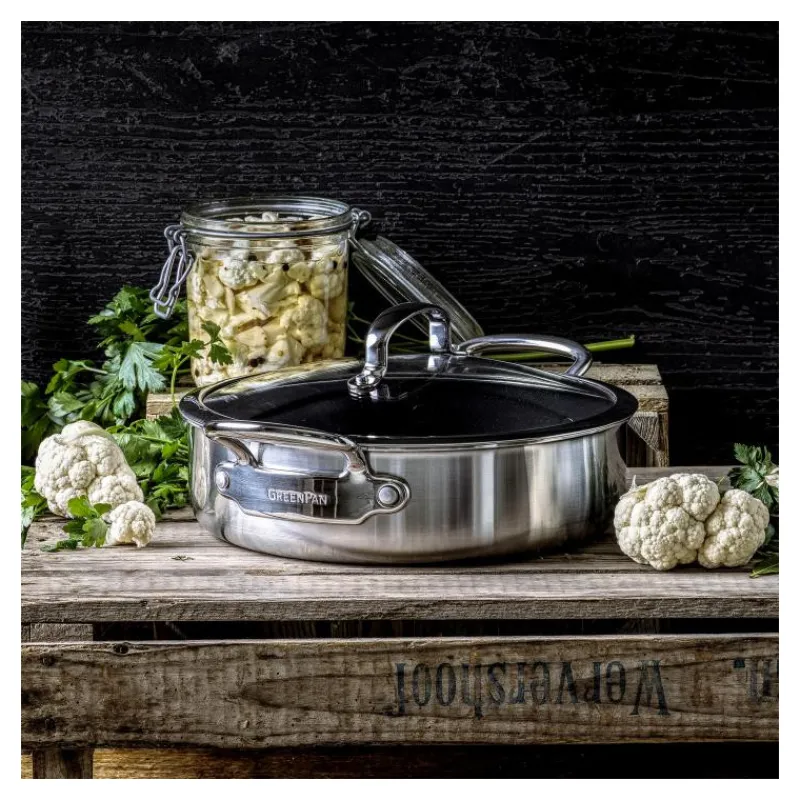 GREENPAN Sauteuses|Sauteuse Inox Ø 26 cm avec Couvercle PREMIERE
