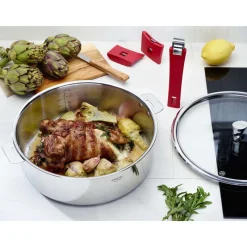 CRISTEL Sauteuses|Sauteuse Mutine Ø 22 cm Manche Amovible Anti-Adhésive Inox