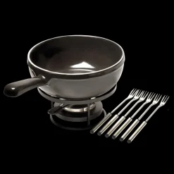EMILE HENRY Appareil À Raclette, Appareil À Fondue|Service à Fondue en Céramique Ø 24 cm Fusain
