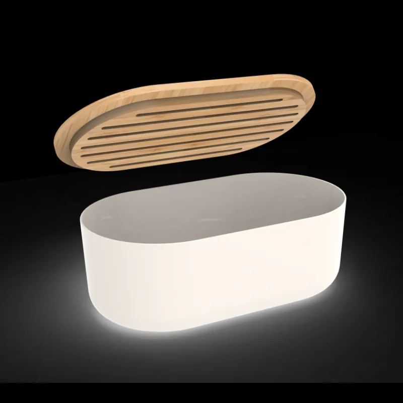 PEBBLY Sac En Tissu|Conservation|Set Boîte à Pain Métal et Bambou 4 Pièces