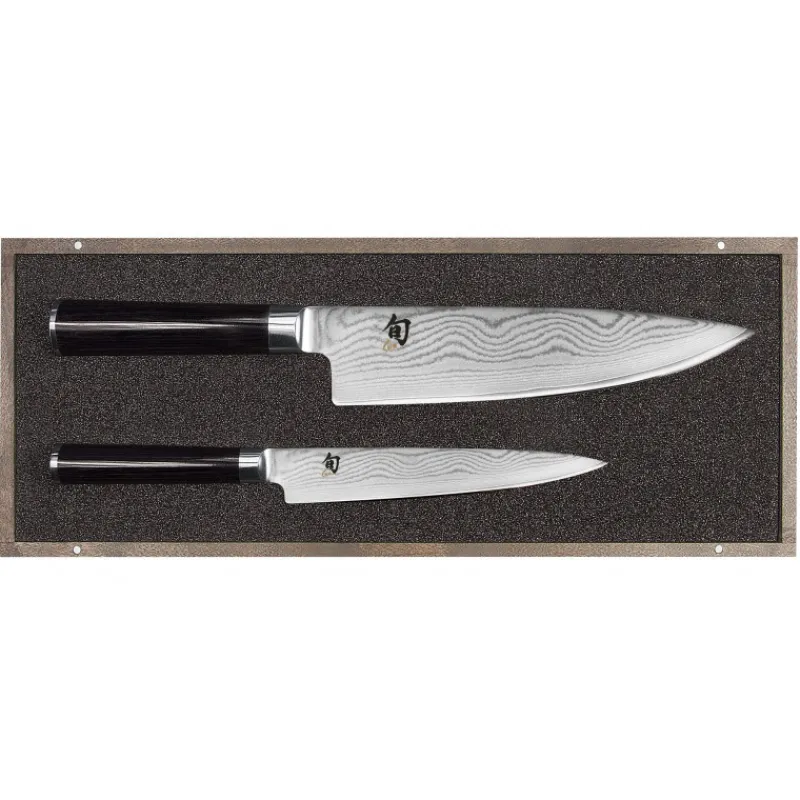 KAI Couteau De Chef|Couteau Japonais|Set Couteau Universel et Couteau de Chef Shun Classic Damas