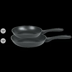 CRISTEL Batterie De Cuisine|Poêles|Set de 2 Poêles Aluminium Ø24 & 28 cm Cookway Ultralu