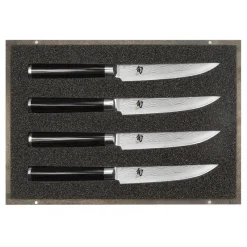 KAI Couteau Japonais|Set de Couteaux à Steak 12 cm Shun Classic Damas
