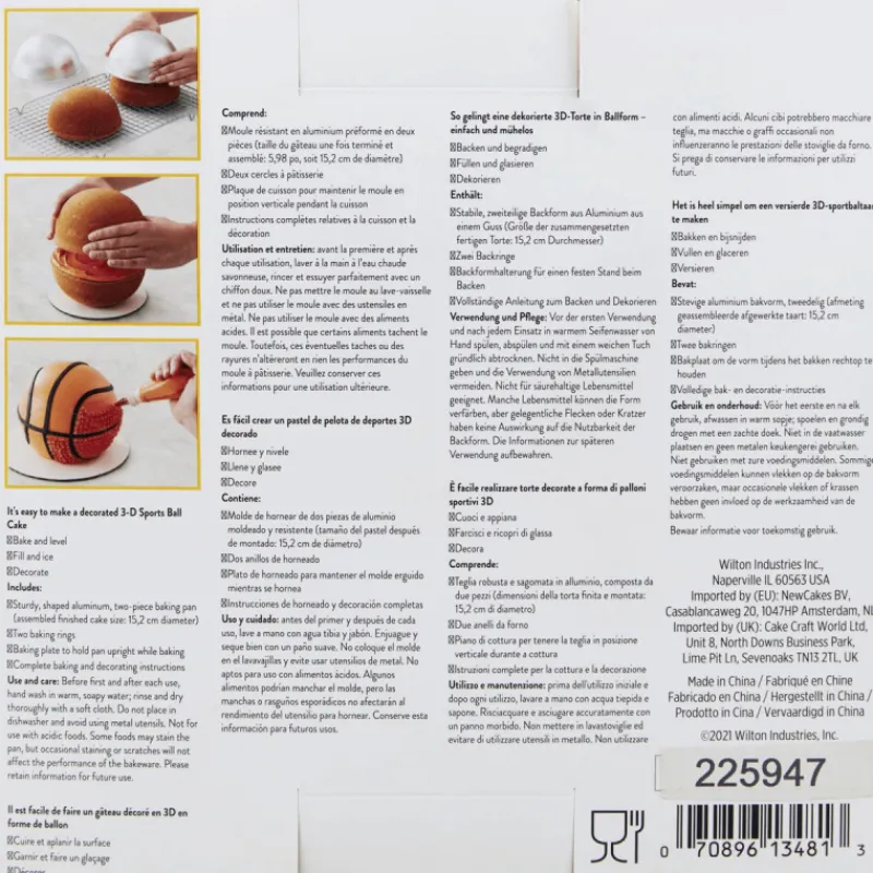 WILTON Cercle À Patisserie|Moules À Gâteaux|Set de Moules à Gâteau Ballon de Basket