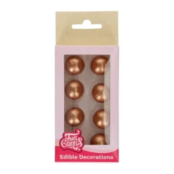 FUNCAKES Décoration Comestible|Sphère en Chocolat Bronze 2 cm (x8)