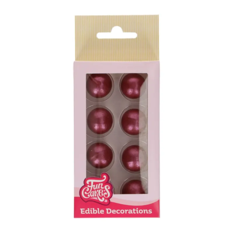 FUNCAKES Décoration Comestible|Sphères en Chocolat Rouge (x8)