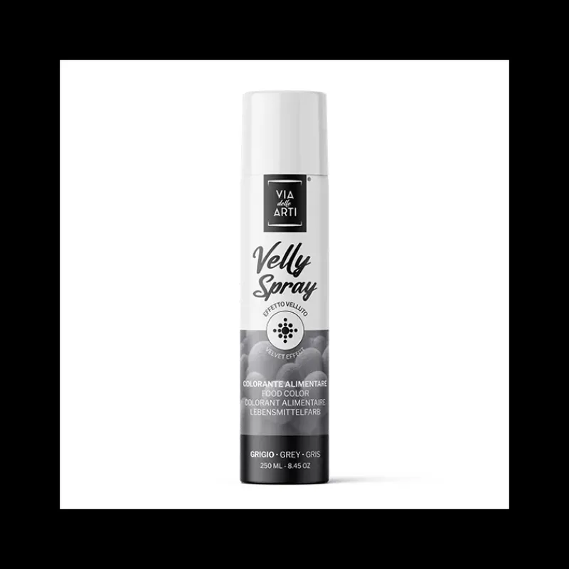 VELLY SPRAY Spray Alimentaire|Colorants Alimentaires|Spray Velours Gris 250 ml Colorant Alimentaire Pro