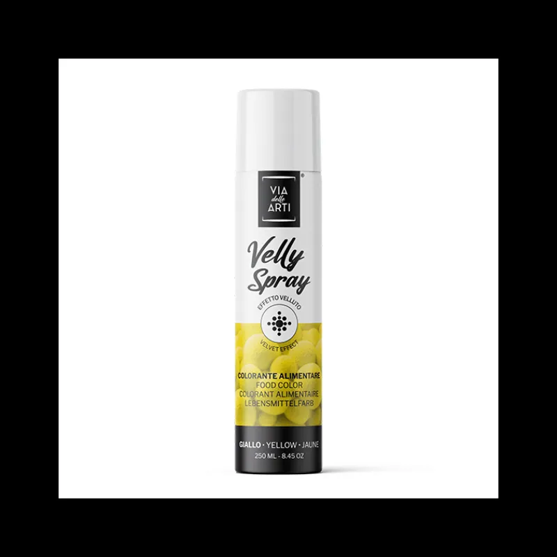 VELLY SPRAY Spray Alimentaire|Colorants Alimentaires|Spray Velours Jaune 250 ml Colorant Alimentaire Pro