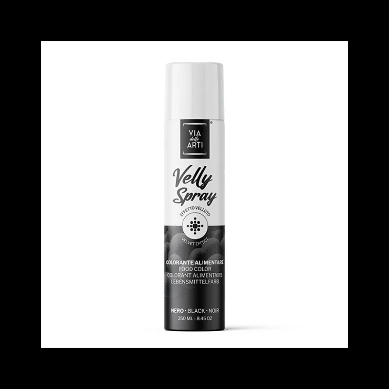 VELLY SPRAY Spray Alimentaire|Colorants Alimentaires|Spray Velours Noir 250 ml Colorant Alimentaire Pro
