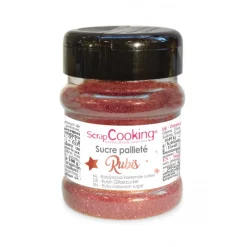 SCRAPCOOKING Sucre|Décoration Comestible|Sucre Pailleté Rubis 160 g