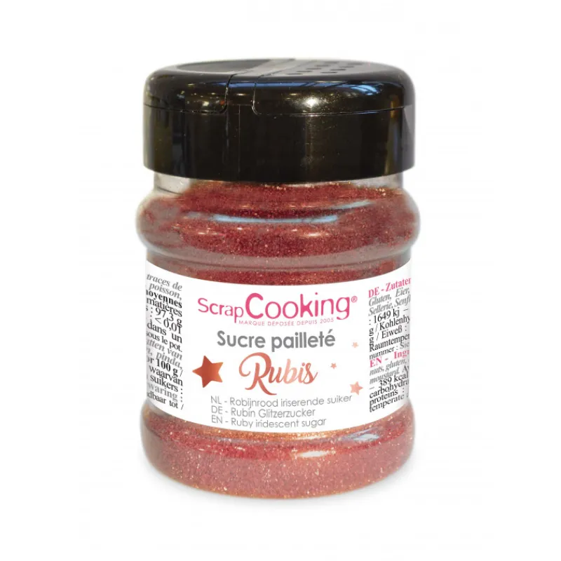 SCRAPCOOKING Sucre|Décoration Comestible|Sucre Pailleté Rubis 160 g