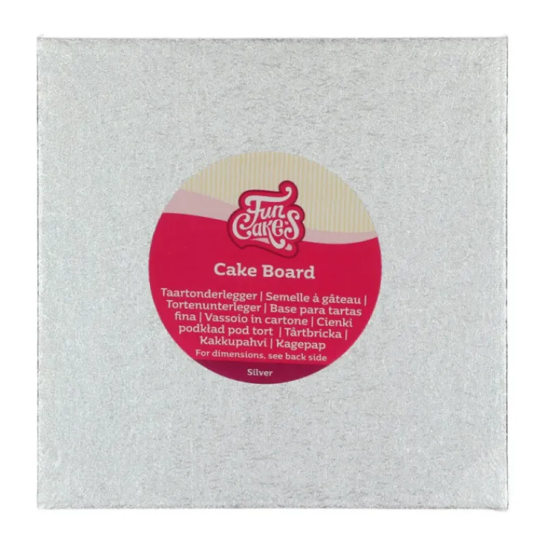 FUNCAKES Présentoirs Pour Gâteaux|Support Gâteau Carré 20 x 0,4 cm Argenté