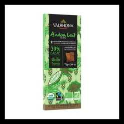 VALRHONA Chocolats À Offrir|Confiserie|Tablette de Chocolat au Lait Andoa 39% Bio 70 g