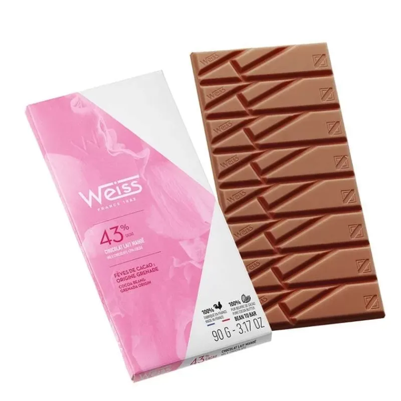 WEISS Chocolats À Offrir|Confiserie|Tablette de Chocolat au Lait Mahoe 43% 90 g