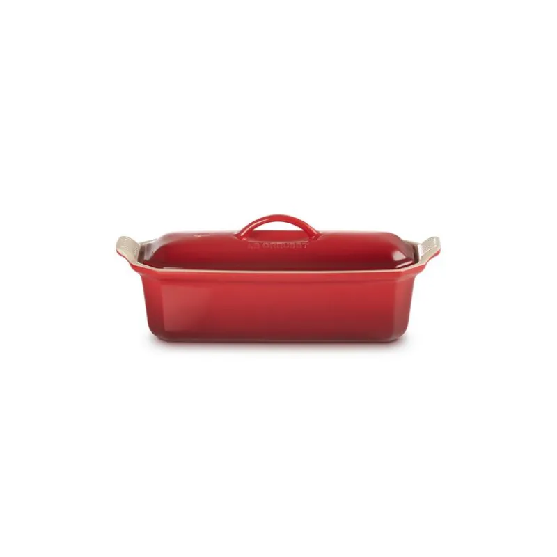 LE CREUSET Terrines|Terrine Rectangulaire avec presse 28 cm Cerise céramique