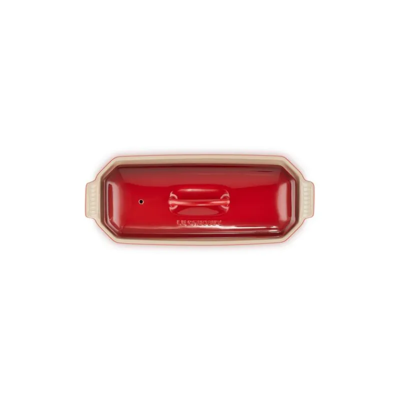 LE CREUSET Terrines|Terrine Rectangulaire avec presse 28 cm Cerise céramique