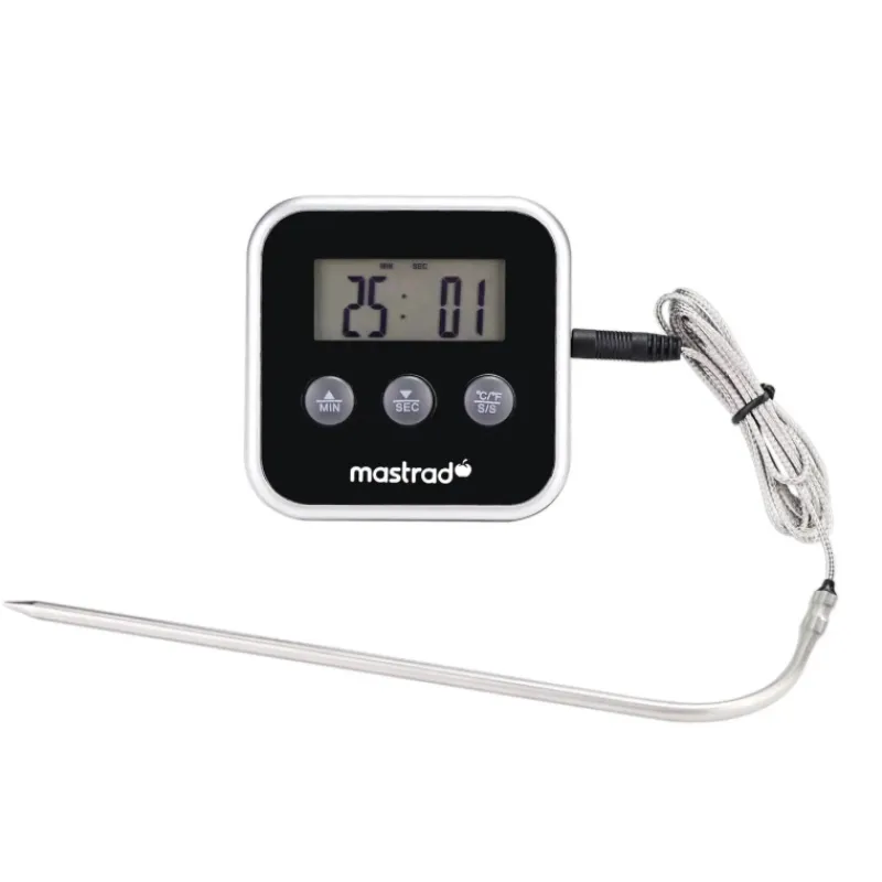 MASTRAD Thermomètre De Cuisine|Thermomètre Cuisson à Sonde Inox M Square