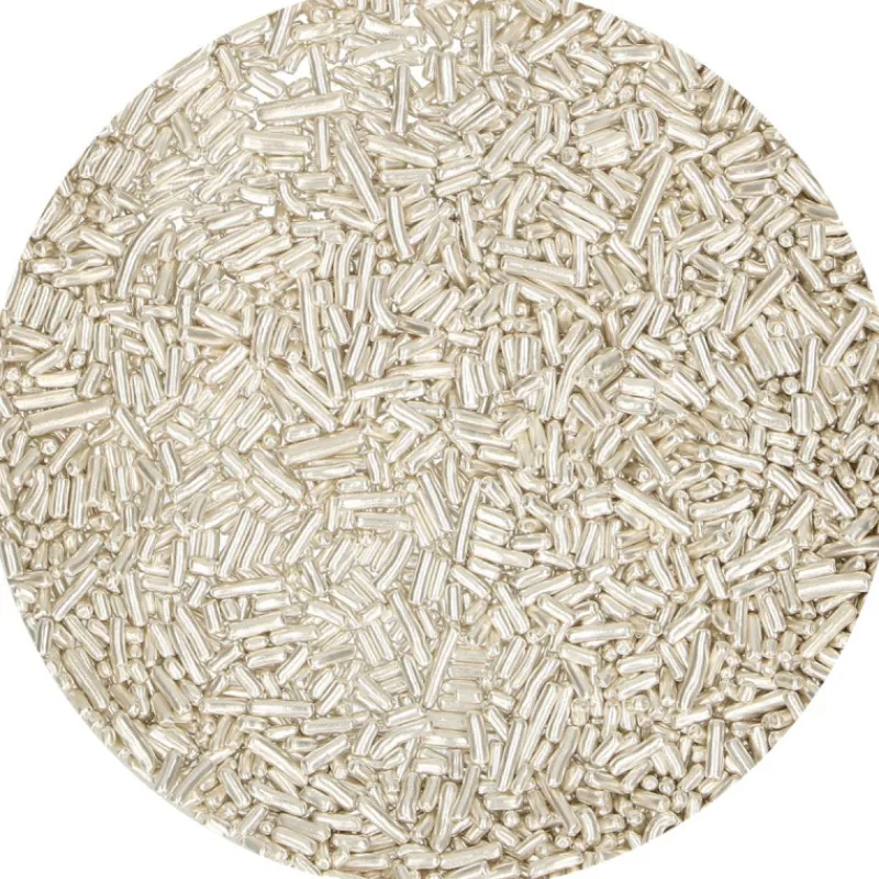 FUNCAKES Décoration Comestible|Vermicelles Argent Métallique 80g