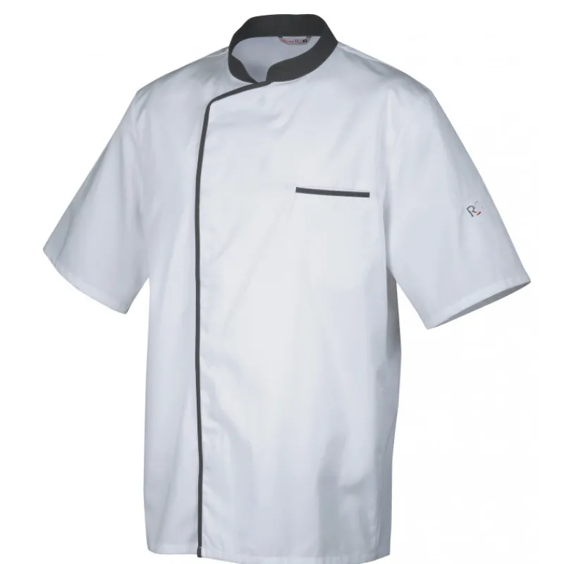 ROBUR Veste De Cuisine|Veste de Cuisine Mixte Blanche/Parement Gris ENERGY T.5